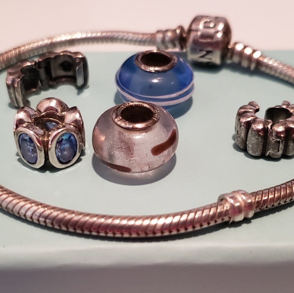 Pandora Bracelet with Pandora Beads and Spacers